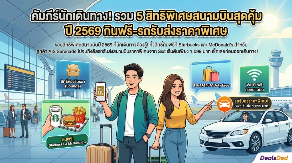 คัมภีร์นักเดินทาง! รวม 5 สิทธิพิเศษสนามบินสุดคุ้ม ปี 2569 กินฟรี-รถรับส่งราคาพิเศษ